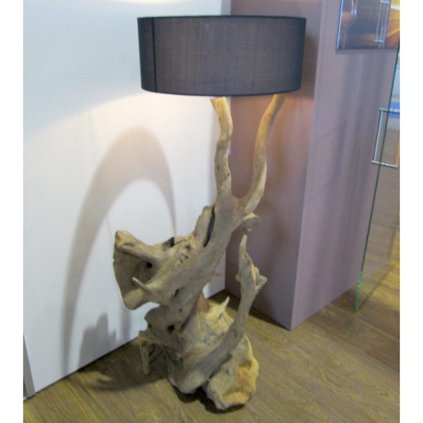 Rustikale Teakhol-Tischlampe